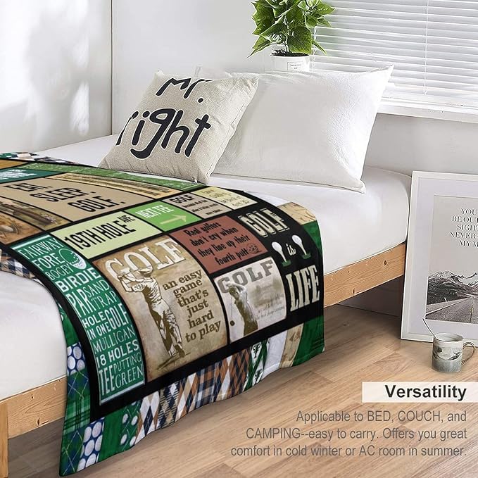 Golf Blanket Gifts for Golf Lovers Golf Throw Blanket for Women Men Adults Soft Warm Cozy Fleece Blanket for Couch Sofa Bed 40"x50"