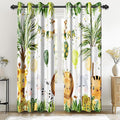 Renaiss 52 x 84 Inch Rainforest Safari Animal Curtains African Jungle Tropical Lions Tigers Elephants Giraffes Palm Trees Pattern Polyester Fabric Grommet Window Drapes for Nursery Bedroom 2 Panels