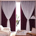 Kinryb Kids Blackout Curtains for Bedroom/Living Room/Classroom, Sheer Overlay 2 Free Tiebacks, Double Layer Curtains with Star Cutout for Kids Room(Each Piece W 70 x L 95 Inches 2 Pcs Red)