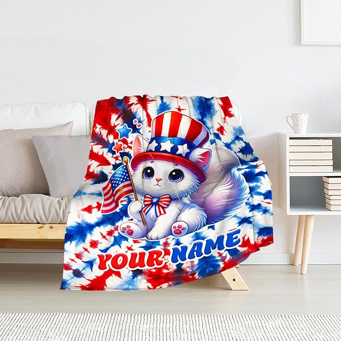 Custom Cat Blanket for Women - 60" x 80" Inches Cat Themed Gifts for Girls - Cozy Fuzzy Plush Throw Blankets Stuff for Sofa, Chair, Home