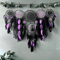Dream Catcher Wall Decor,Large Boho Dream Catcher with Luxurious Feathers & Beads, Handmade Wall Hanging for Bedroom, Nursery, Living Room, Gift Ready for Girls & Adults (Black-Purple)