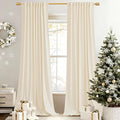 StangH Extra Long Ivory Velvet Curtains 144 inches, Luxury High Ceiling Window Covering Light Dimming Energy Saving for Villa Elegant Home Decor Backdrops for Wedding, W52 x L144, 2 Panels