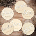Baby Monthly Milestone Marker Discs - Wooden 3D Double-Sided Baby Announcement Sign, Gender Neutral Announcement Cards for Newborn Boys and Girls 1-12 Months Photography Props