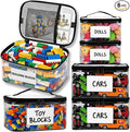 6 Pack Extra Large Clear Toy Storage Bags with Tag and Manual Pocket – Versatile Waterproof Organizer Bags for Lego Bricks, Board Games, Building Blocks, Puzzles, Dolls, Books (Mixed Sizes)
