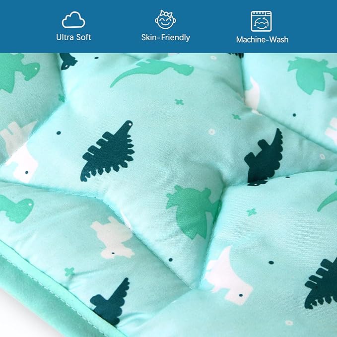 SPRINGSPIRIT Baby Play Mat, 36'' x 36'', Thicker, Soft, Non-Slip, Dinosaur Pattern, Microfiber & Foam, Plush, Aqua