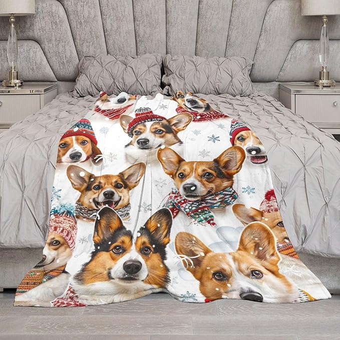 Corgi Blanket Funny Corgi Dog Gifts for Girls Boys Woman Kids Cute Corgis Lover Bear Throw Blankets Soft Blanket Warm Fleece Flannel Plush Blankets for Bed Sofa Couch 40"x50"