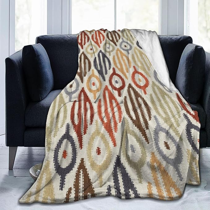 Boho Blanket for Women Kids Adults Flannel Decor Soft Ethnic Pattern Throw Blankets for Couch Travel Nap 80x60 Inches