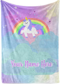 Personalized Unicorn Blanket for Girls | Kids Unicorn | Custom Plush Fuzzy Unicorns for Toddler | Customized Little Girl Throw Blankets | Baby Girl Sofa Bed Birthday (Fleece – 60x80)