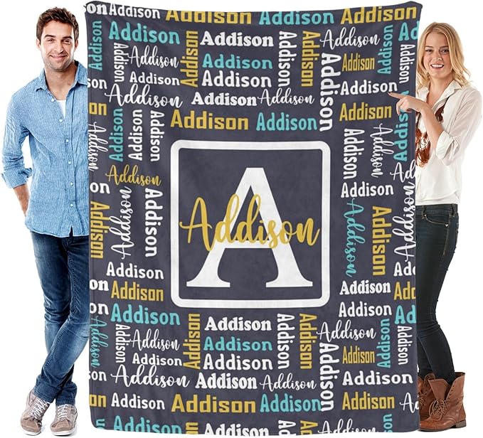 Dr.TOUGH Name Blanket Personalized Blanket for Adult Kids Flannel Customized Personalized Blankets and Throws