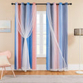 XiDi Rainbow Blackout Curtains 96 Inches Long for Girls Bedroom 2 Panels Set, Kids Pink Curtains for Room Decor Unicorn Wall Decals Drapes for Little Girl Nursery Pink/Grey/Blue 34 Inches Wide