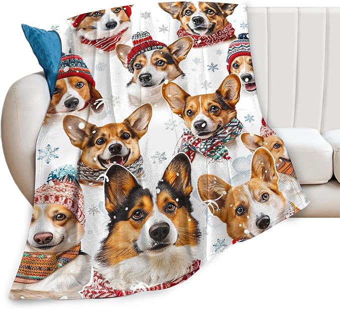 Corgi Blanket Funny Corgi Dog Gifts for Girls Boys Woman Kids Cute Corgis Lover Bear Throw Blankets Soft Blanket Warm Fleece Flannel Plush Blankets for Bed Sofa Couch 50"x60"