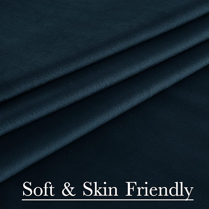 StangH Navy Blue Curtains 92 inches Long Super Soft Velvet Room Darkening Thermal Insulated Window Drapes Back Tab Luxury Decor for Dining Living Room, W52 x L92, 2 Panels