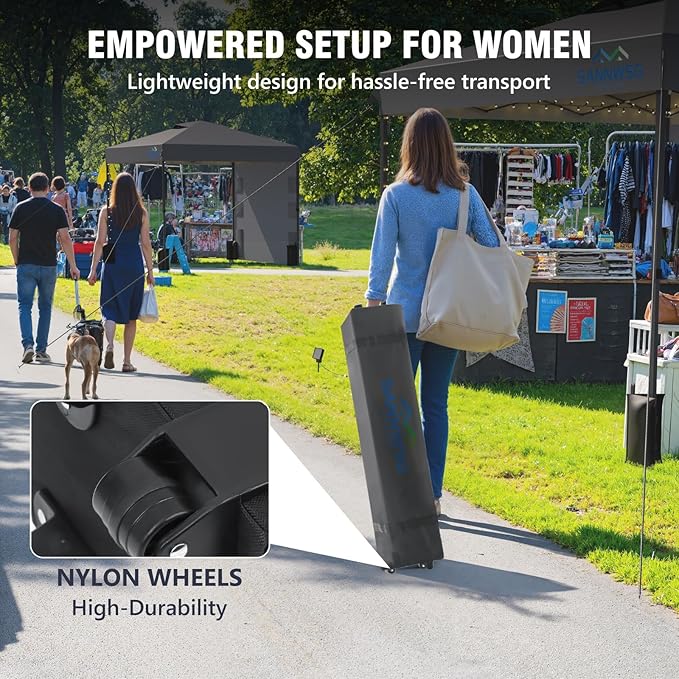 12X12 Pop Up Canopy Tent,Removable Pockets Sidewall for Extra Storage,Easy Up Canopy,Heavy Duty One Person Set Up Event Tent,Grey