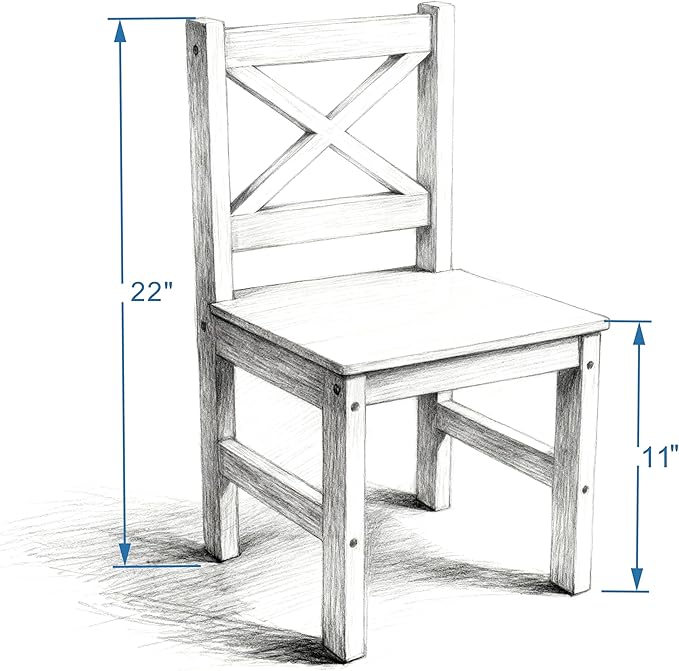 PETIT BATEAU Solid Wood Kids Table and 2 Chairs Set,Montessori Modern AMMEHOELA Irish Designer for 2-8 Years Toddler,MilkyWhite