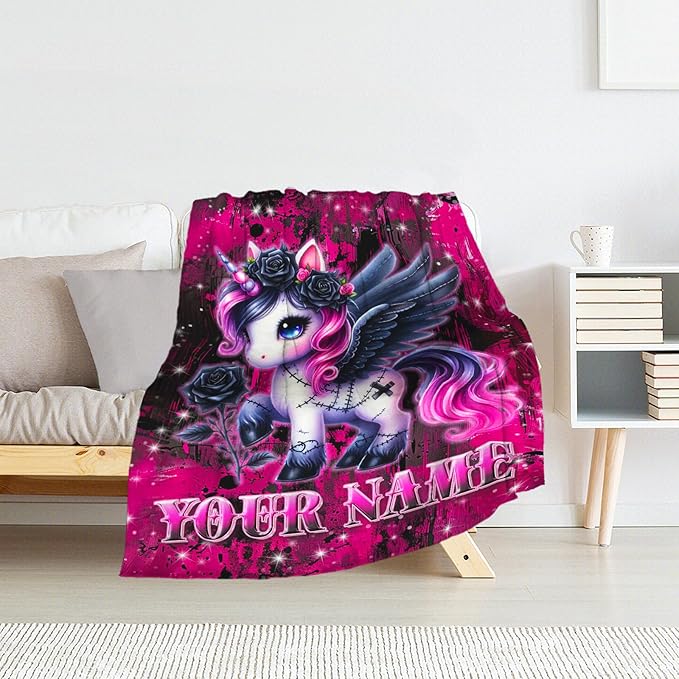 Custom Unicorn Gifts for Women - 60" x 80" Adults Throw Blanket for Unicorn Lovers - Plush Flannel Throws Blankets for Couch, Bed