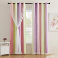 XiDi Pink Yellow Purple Curtains for Girls Bedroom 2 Panels Set, Blackout Rainbow Curtains for Kids Room Decor, Unicorn Wall Decals Drapes for Little Girl Nursery Room 52 Inches Wide 72 Inches Long