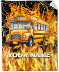 Boys Blanket Gifts Custom School Bus Blankets for Kids, Toddler - Cozy Fuzzy Yellow Flannel School Bus Driver Throws for Couch, Sofa & Bed