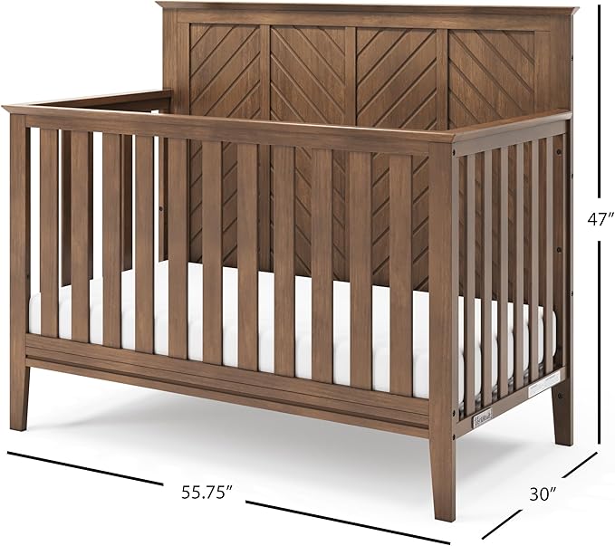 Child Craft Atwood 4-in-1 Convertible Crib, Baby Crib Converts to Day Bed, Toddler Bed and Full Size Bed, 3 Adjustable Mattress Positions, Non-Toxic, Baby Safe Finish (Cocoa Bean Brown)