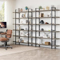 Bookcase, 47 Inch Wide Wood Bookshelf, 120lbs Shelf Capacity, Rustic Open Shelving Industrial Display with Reinforced Horizontal Shelves for Living Room Bedroom Office (6 Tier - Grey) 2 Set