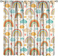 Boho Rainbow Curtains for Kids Nursery Colorful Floral Sun Star Clouds Pastel Bohemian Pattern Print Window Drapes for Girl Bedroom Living Room Kitchen Decor,2 Panel Set,84Wx84H Inch Blackout