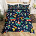 Christmas Bedding Set Cartoon Santa Claus Christmas Tree Comforter Cover for Kids Teens Cute Dino Race Cars Duvet Cover Breathable Gingerbread Man Bedspread Cover Room Decor Quilt Cover Toddler Size
