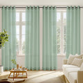 RYB HOME Voile Curtains for Living Room, Breathable Airy Lightweight Grommet Window Panels, Light Filtering Curtains for Living Room, Kids' Room, Sage Green, 54" W x 90" L, Set of 4 Panels