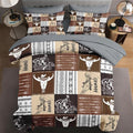 7 Pcs Queen Size Comforter Set with 2 Pillowcases & 2 Shams, Cowboy Vintage Brown Bedding for Kids and Adults, Western Bed in a Bag with Flat Fitted Sheet