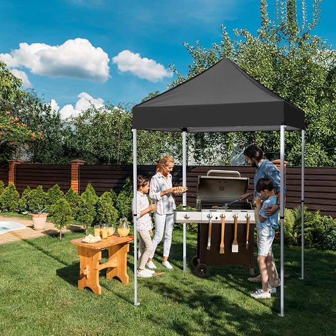 EAGLE PEAK 5x5 Pop Up Canopy Tent Instant Outdoor Canopy Easy Set-up Straight Leg Folding Shelter, Gray
