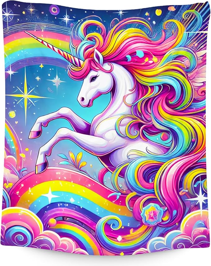 Unicorn Blankets - Kids Blanket Gifts for Girls - Flannel Soft Cute Throws for Room Decor, Couch,Bed - 50"x60"