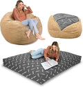 CordaRoy's Chenille Bean Bag-Convertible Bean Bag Chair-Machine-Washable Chenille Fabric Cover-for Basement,Living Room,Game Room,Dorm & More - Queen Size - Tan | Made in The USA