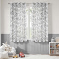 jinchan Linen Nursery Curtains 63 inch Long Woodland Wildlife Black Print Drapes for Kid's Room Light Filtering French Country Farmhouse Curtains with Bunny and Forest Design Set of 2 Panels