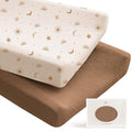 Konssy 2 Pack Muslin Changing Pad Covers for Boys, Ultra Soft & Breathable Cotton Baby Diaper Changing Table Covers, Neutral Nursery Diaper Changing Pad Sheets (Sunbeam Yellow,Coffice)