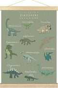 BCUANGD Dinosaur Dino Wall Decor - Light GreenBaby Toddler Boys Room Wall Art Poster Hanger with Wood Frames, Inspirational Wall Hanging Canvas Decor for Kids Room Nursery Bedroom, 12x16 Inches