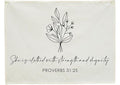 Christian Bible Verses Nursery Wall Decor-Canvas Rectangular Flags Wall Decoration for Baby Kids Girl Boy,Babyroom Bedroom Playroom Decor,Baby Shower Christmas Gift-She is Clothed with Strength