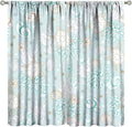 BAEKJIN Nautical Curtains,Seagorses Coral Starfish Reef Seashell Beach Sea Seashell Pattern Print Decor Home Bedroom Living Room Window Treatmen 2 Panel Set 42x45 Inch