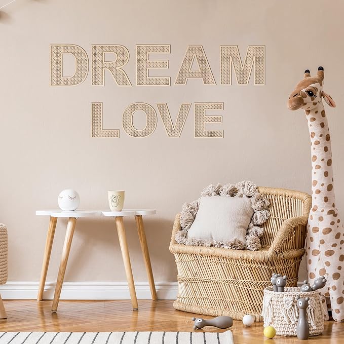 Large Boho Wooden Rattan Letters 12 inch for Nursery Decor Wood Letter F Wall Decors for Baby Girl Boy Bedroom Home Rustic Name Sign Birthday Wedding Decorative Letters