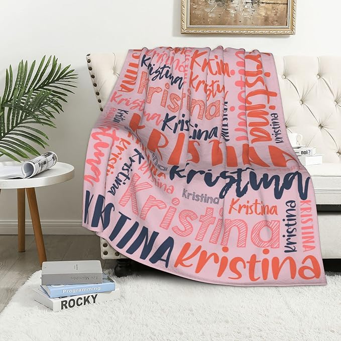 Dr.TOUGH Personalized Blankets with Name Customized Baby Blankets for Girls Boys Adults Monogrammed Blankets and Throws Christmas Birthday Mothers Fathers Valentines Day Gift (Pink,50''×60'')
