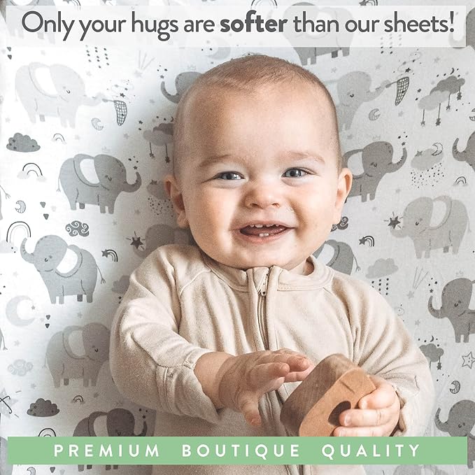 Bassinet Fitted Sheets for 16 x 32 Inch Oval Mattress Pad – for Baby Boy Girl – Compatible with UPPABaby Vista 2 Bassinet – Snuggly Soft 100% Jersey Cotton – 2 Pack