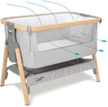 Tutti Bambini CoZee® 2-in-1 Baby Bassinet & Bedside Sleeper - Fast-Folding Bedside Bassinet, Baby Crib with 6 Mattress Heights & Breathable Mesh Window, Mattress Included, 0-6 Months (Silver & Oak)