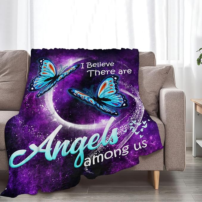 Tijuboni Butterfly Throw Blanket Blue Butterfly Gifts for Girls Boys Women Men Kids Adults Soft Flannel Fleece Blanket for Couch Sofa Bed Home Decor 50"x60"