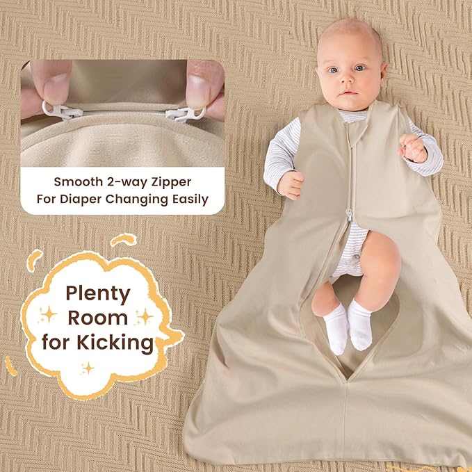 PHF Soft Baby Sleep Sack 0-6 Months 100% Organic Cotton Wearable Blanket, 2-Way Zipper 0.5 TOG Toddler Sleeping Sack 3 Pack, Comfy Sleep Bag for Baby Boys Girls, Pets Dogs (Small)