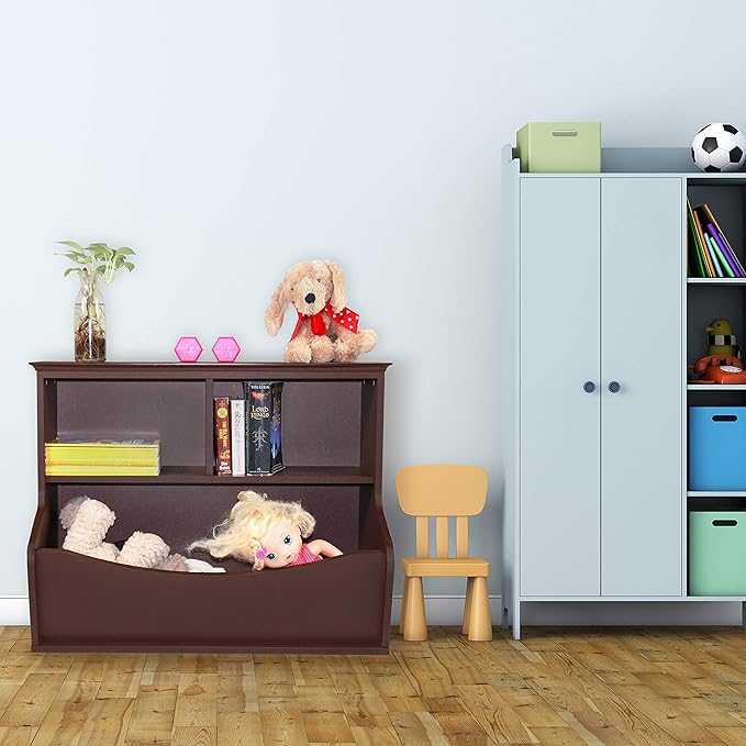 CAPHAUS Kids' Toy Storage Organizer, Open Storage Cubby, Multifunctional Book and Toy Storage Cabinet, Book and Toy Storage Shelf for Nursery, Playroom, Closet, Home Organization Toy Bookcase