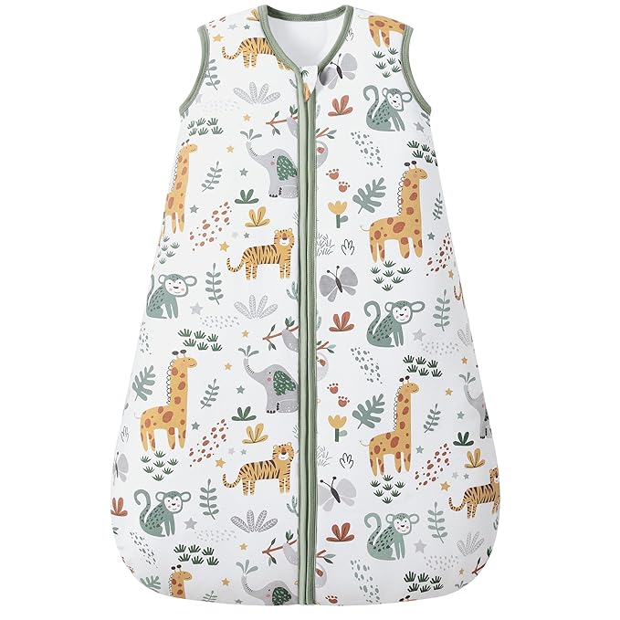 Baby Sleep Sack 6-12 Months, 2.5 TOG Cotton Winter Baby Wearable Blanket with 2-Way Zipper, Warm Soft Sleeping Bag for Newborn Infant Boy Girl, Medium Giraffe