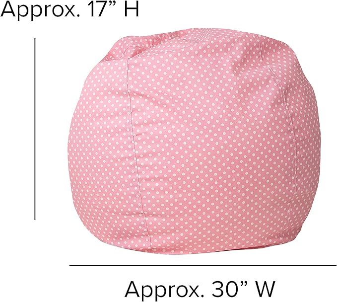EMMA + OLIVER Small Light Pink Dot Bean Bag Chair for Kids and Teens