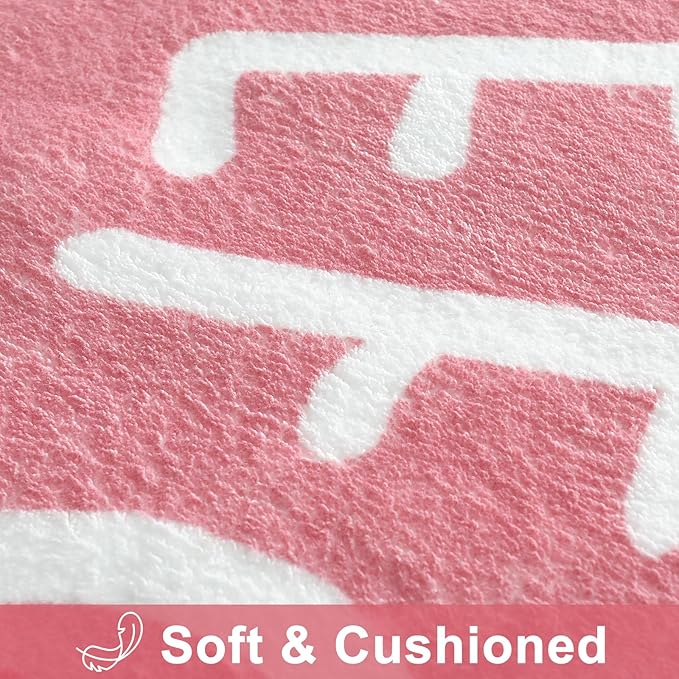 LIVEBOX Round Kids Rug for Girls, Non-Slip Washable Carpet for Baby Nursery, Small Rugs for Bedroom, ABC Circle Soft Princess Playmat for Playroom Classroom Tent (40" Pink)