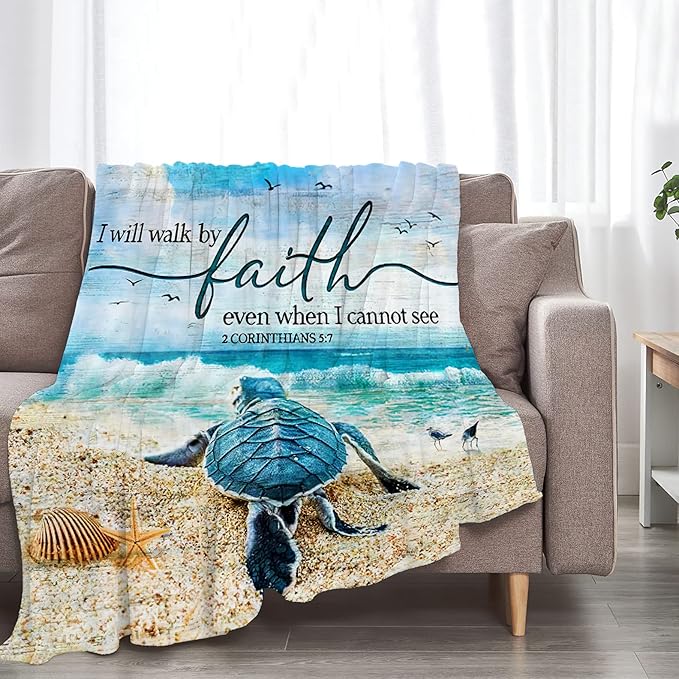 Jinflower Sea Turtle Throw Blanket Turtle Blanket for Kids Adults Super Warm Soft Cozy Plush Fleece Flannel Blanket for Sofa Couch Bed Birthday Gifts Sea Turtle Print Blanket 40"x50"