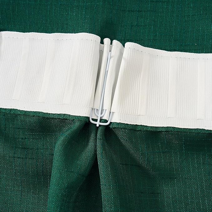 Emerald Green Curtains Sheer 84 Inches Long, Dark Linen Look Textured Light Filtering Drapes Decor, Hunter Green Transparent Window Treatments, Pinch Pleat Curtain with Hooks