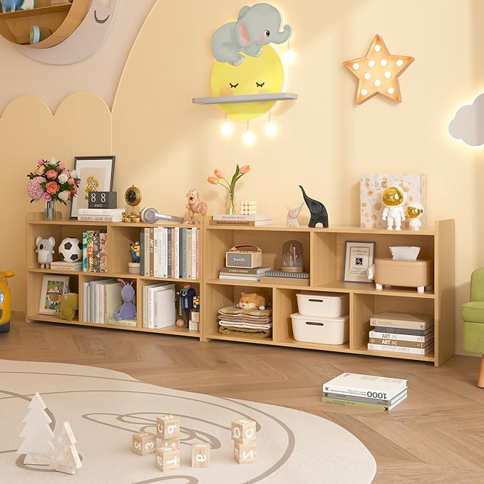 Book Shelf for Kids, 5 Cubes Storage Organizer Montessori Shelf, Wooden Kids Bookcase, Toy Storage Organizer for Children, Toddler Bookshelf Cube Shelf for Kid’s Room, Classroom