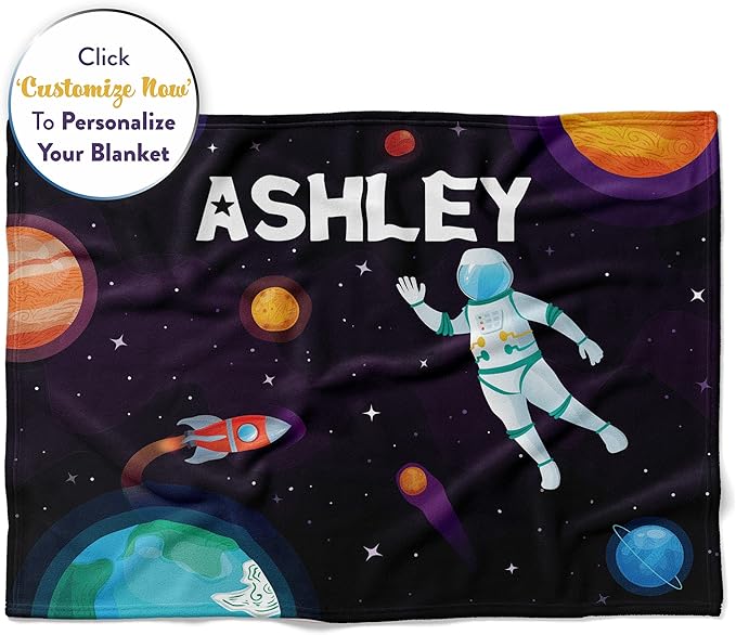 Space V3 Personalized Kids Blanket | Cozy Space Themed Throw | Soft Warm Fleece - 50x60