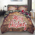 Christmas Comforter Set Twin: Christmas Bedding Sets for Kids Bedroom Wood Grain Xmas Gift Girls Women Teens Quilt Set 1 Comforter & 1 Pillowcase